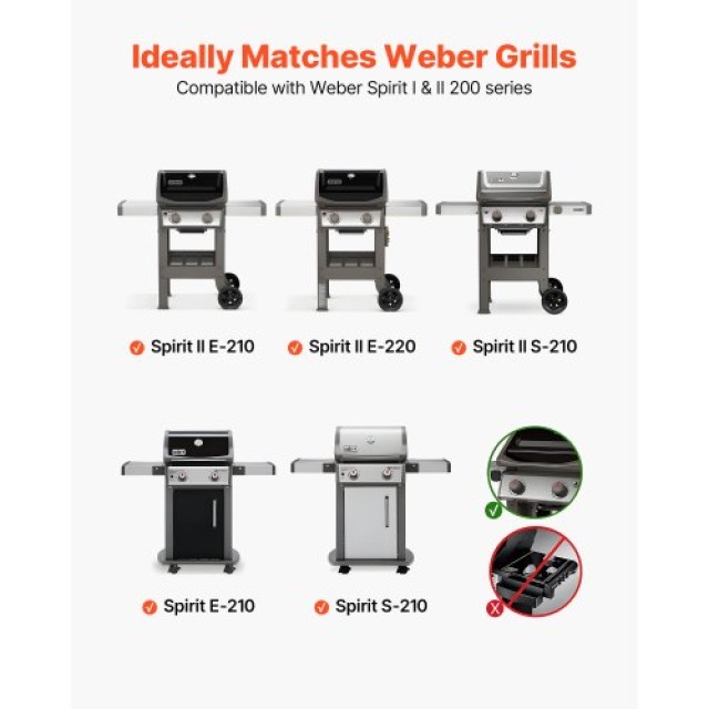 VEVOR Μπάρες Γεύσης 39cm για Weber Spirit 200 Series, Σετ 3 τεμαχίω...