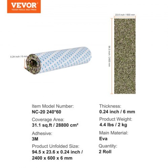 VEVOR Δάπεδο Σκάφους EVA Foam, Αντιολισθητικό Αυτοκόλλητο Δάπεδο 2 Ρολών  CBZZFHPMDDCL3Y820V0