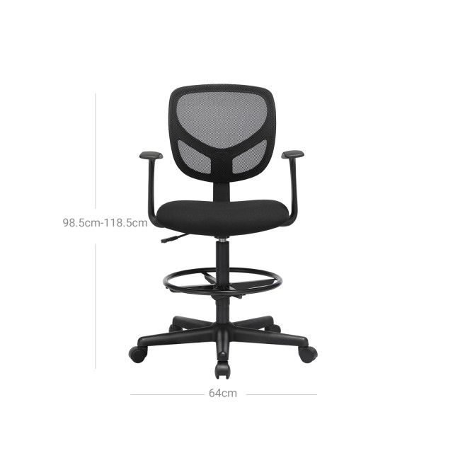SONGMICS Εργονομική Καρέκλα Γραφείου, Μαύρη, 55-75 cm, OBN25BK 