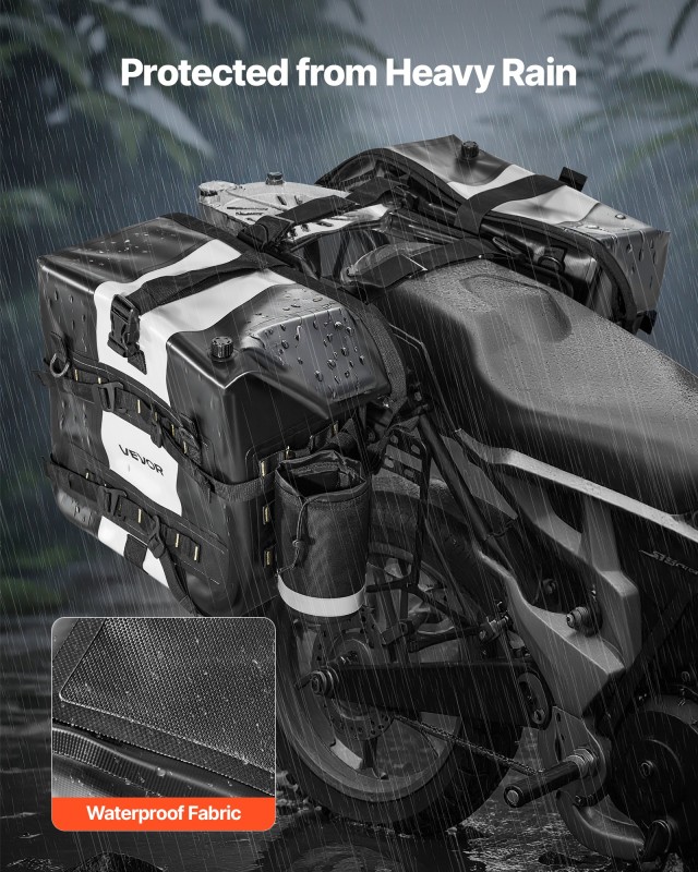 VEVOR Πλευρική Τσάντα Μοτοσυκλέτας 56L, Αδιάβροχη με Αποσπώμενη Εσω...