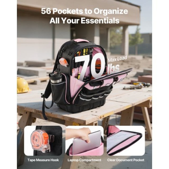 VEVOR Τσάντα Εργαλείων Ανθεκτική με 56 Θήκες για Ηλεκτρολόγους GJBB...