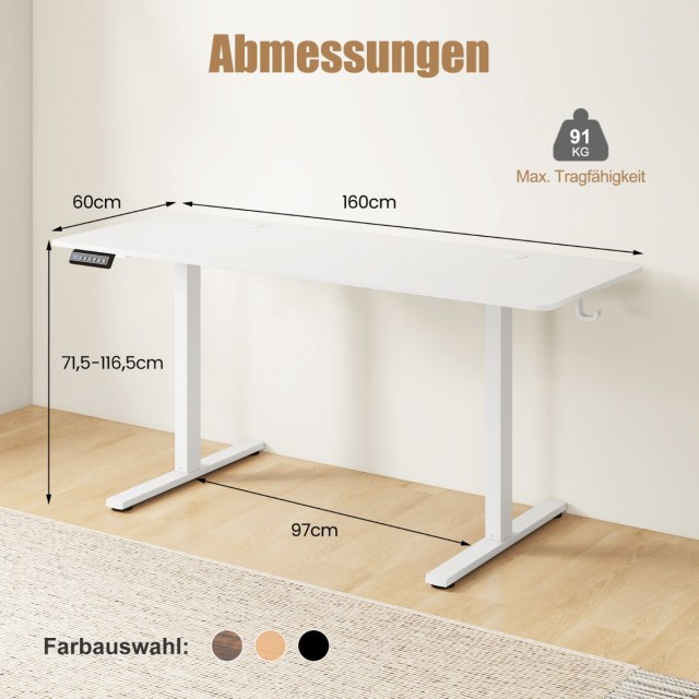 Costway  Ηλεκτρικό γραφείο με 3 μνήμες ύψους, ρυθμιζόμενο καθιστού-...