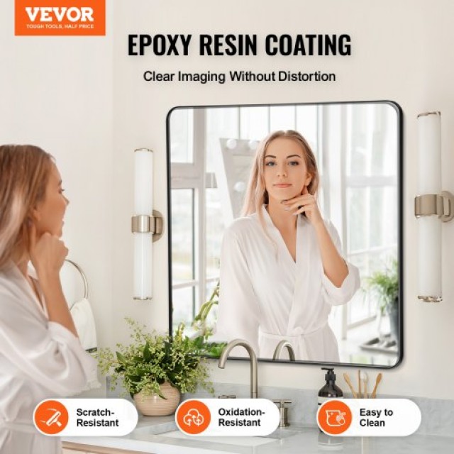 VEVOR  Τετράγωνος Καθρέφτης Τοίχου 36 x 36 με Πλαίσιο Αλουμινίου JXJ3636INCHBV1MKQV0