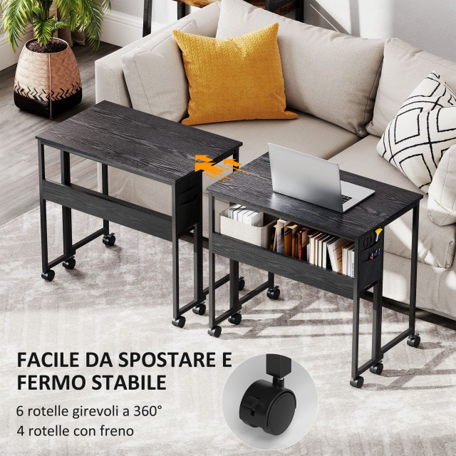 HOMCOM Πτυσσόμενο Γραφείο με Ράφι και Τσέπη, 80x40x75 εκ., Μαύρο 836-608V81BK