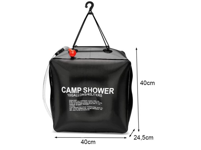Ηλιακό Ντους Camping 40L  40 x 40 x 24.5 cm Μαύρο 5907451321980 Verk Group