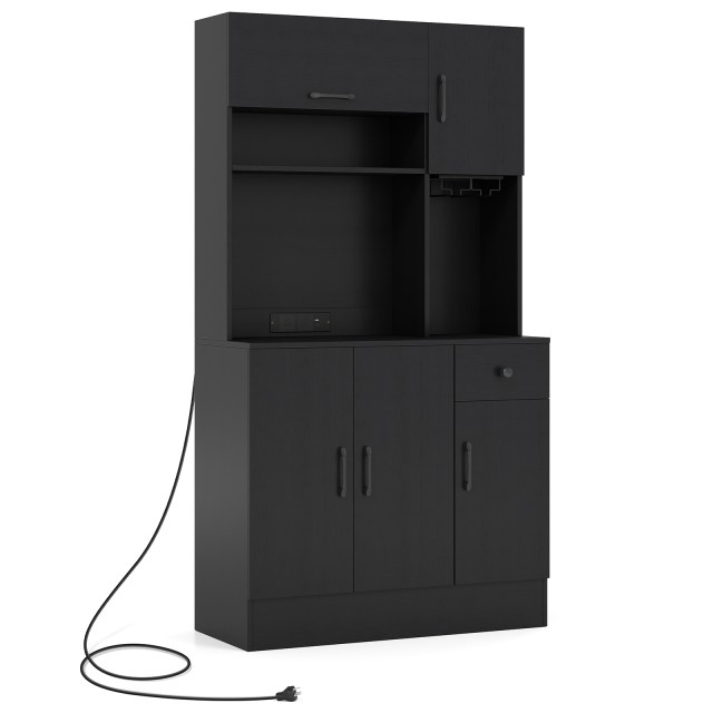 Costway  Ντουλάπα Αποθήκευσης 90 x 39 x 167 cm. με ανωθήκη και πρίζ...