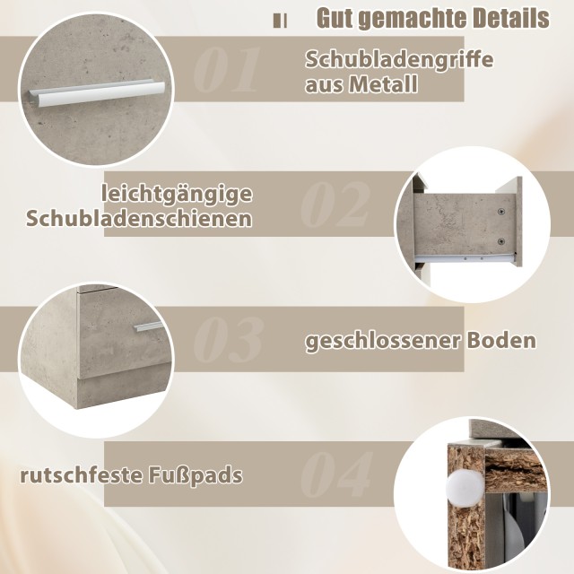 Costway Κομοδίνο με 3 Συρτάρια Υψηλής Γυαλάδας 37 x 34 x 66,5 εκ. σ...