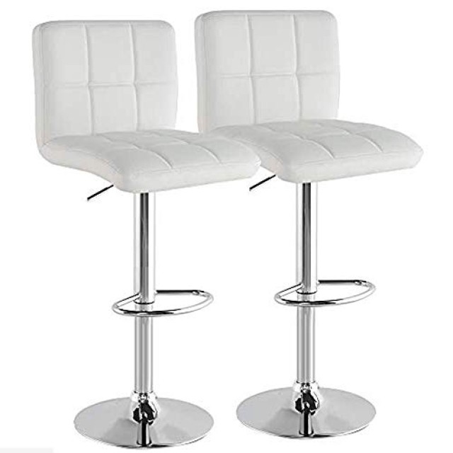 BAKAJI  Σετ 2 Σκαμπό Μπαρ Κουζίνας με Λευκή Οικολογική Δερμάτινη Κα... BAKAJI  Σετ 2 Σκαμπό Μπαρ Κουζίνας με Λευκή Οικολογική Δερμάτινη Κα...