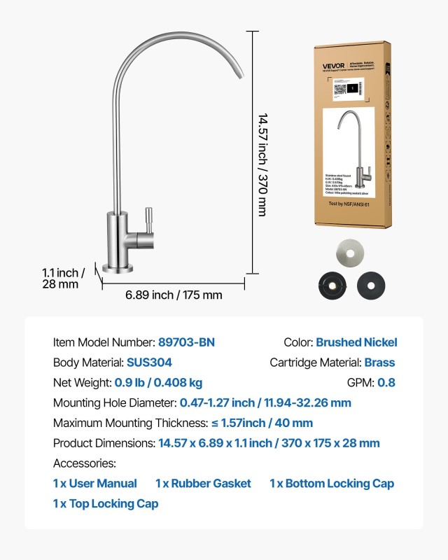VEVOR Υψηλής Καμάρας Φιλτράρισμα Νερού Από Βούρτσα Νικελίου, Ανοξεί... VEVOR Υψηλής Καμάρας Φιλτράρισμα Νερού Από Βούρτσα Νικελίου, Ανοξεί...