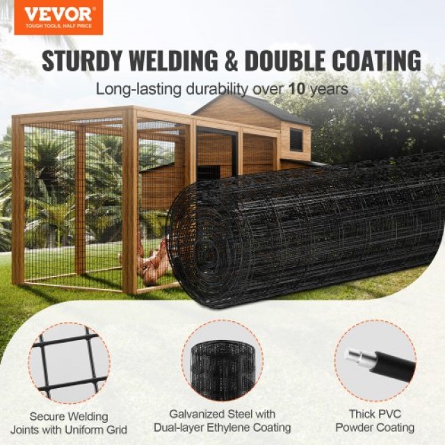 VEVOR Πλέγμα Σύρματος 48 x 50, Γαλβανισμένο & Επικαλυμμένο, 16 Gaug...