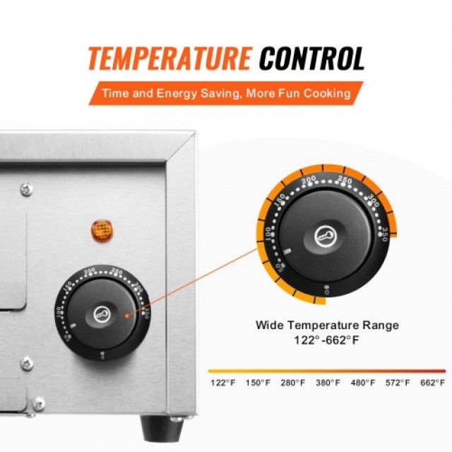 Ηλεκτρικός Φούρνος Πίτσας VEVOR 12 1500W 50-350℃ με Αποσπώμενο Δίσκο Ψίχουλων  CLMDRPSLDCDXV2U7ZV2