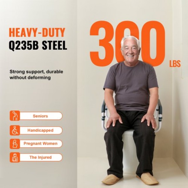 VEVOR Λαβές Ασφαλείας Τουαλέτας, 300LBS, Ρυθμιζόμενο Πλάτος, Εύκολη...