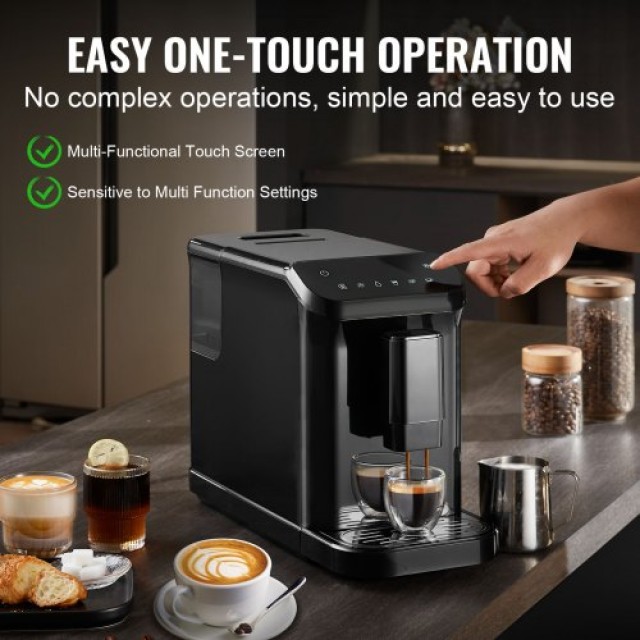 Αυτόματη Μηχανή Espresso VEVOR 15Bar με Ενσωματωμένο Μύλο & 15 Επίπεδα Άλεσης  QZDYSKFJYSKFSJ1HMV2