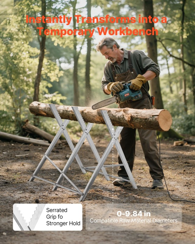 VEVOR Βαριάς Χρήσης Ιπποδύναμη Εργασίας με 150 κιλά Φορτίο για Ξυλο...