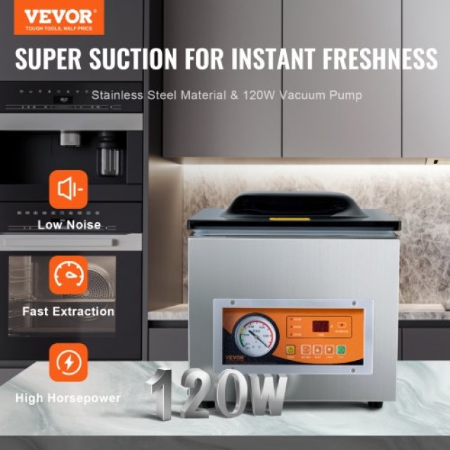 VEVOR Θάλαμος Συσκευασίας Κενού, 260W, για Υγρά Τρόφιμα & Κρέατα, 1...
