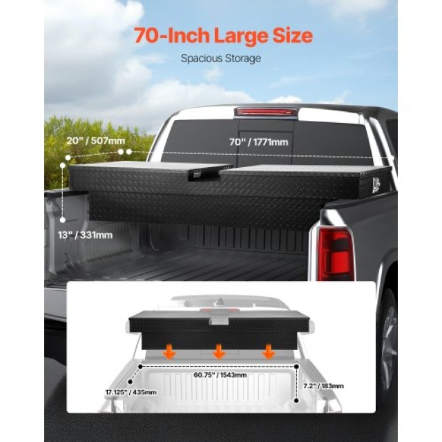 VEVOR Κουτί Εργαλείων Αλουμινίου 70x20x13 In για Καρότσα Φορτηγού Q...