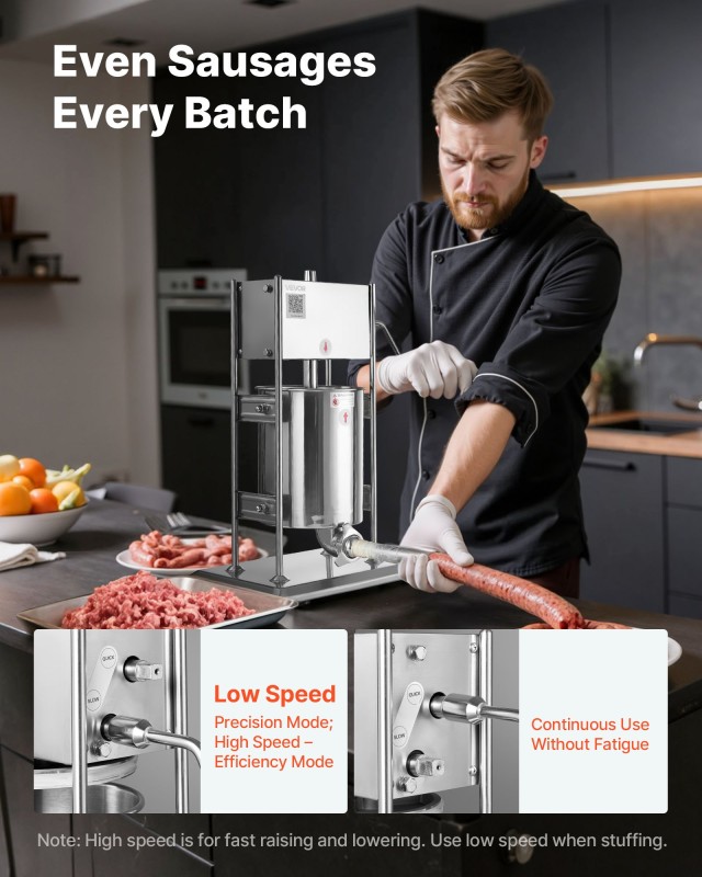 VEVOR Μηχανή Γέμισης Λουκάνικων Χειροκίνητη, 10L, Διπλής Ταχύτητας,... VEVOR Μηχανή Γέμισης Λουκάνικων Χειροκίνητη, 10L, Διπλής Ταχύτητας,...