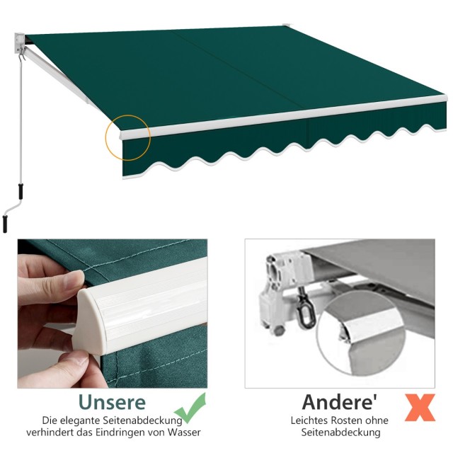 Costway Πράσινη Αρθρωτή Τέντα 3x2,5μ με UV & Αδιάβροχο Υλικό OP70368LS