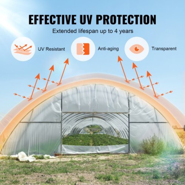 VEVOR Πλαστικό Φύλλο Θερμοκηπίου 25 x 25 ft, 6 Mil, UV Ανθεκτικό  TMWSM2525YCTVR8ESV0