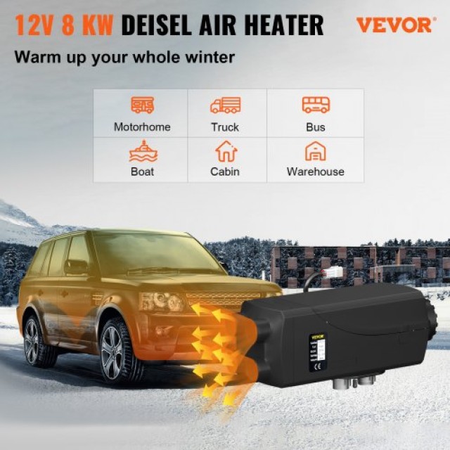 VEVOR  8KW Αερόθερμο Diesel, 12V Θερμαντήρας με LCD και Σιγαστήρα για Οχήματα Σκάφη Τροχόσπιτα  ZCJRQ12V8KWYJXS01V0