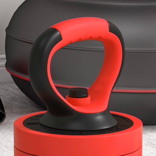 SPORTNOW Σετ Βαρών Γυμναστηρίου 4 σε 1 των 20kg, Μετατρέψιμο σε Kettlebell, 2 Αλτήρες, Μπάρα και Υποστήριξη για Κάμψεις, Κόκκινο A91-287V00RD