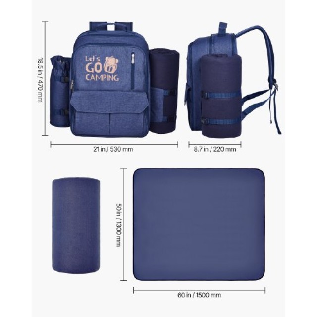 VEVOR Τσάντα Πικνίκ Παραλίας για 4 Άτομα με Θήκη Ψυγείου Μπλε Ναυτι... VEVOR Τσάντα Πικνίκ Παραλίας για 4 Άτομα με Θήκη Ψυγείου Μπλε Ναυτι...