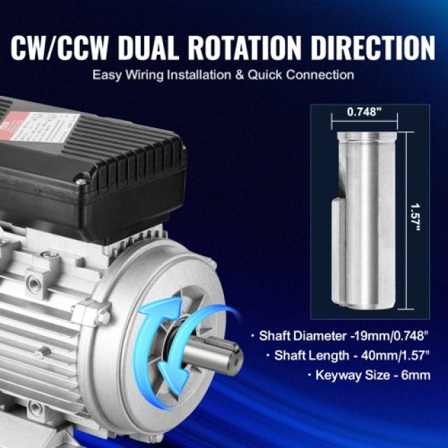 Ηλεκτροκινητήρας VEVOR 0.55KW 1400RPM 220~240V 1-Φάση  TYJLIECDJ1721AFEZV7