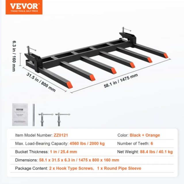 VEVOR Ανθεκτικές Δαγκάνες για Κουβά 60, 4560 lbs, για Καθαρισμό Κλα...