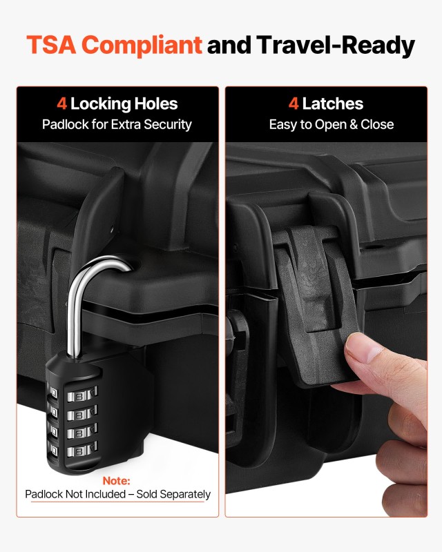 VEVOR Αδιάβροχη & Ανθεκτική Σκληρή Θήκη Όπλου 914 mm με Τροχούς, Μα...