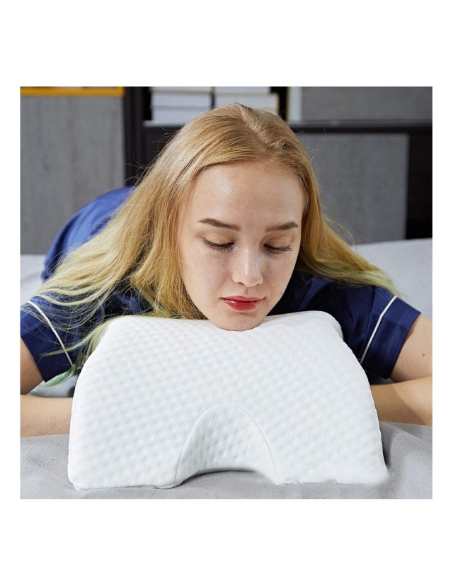 Ορθοπεδικό Καμπυλωτό Μαξιλάρι Αυχένα από Memory Foam 30 x 35 x 13cm Λευκό MWS16591