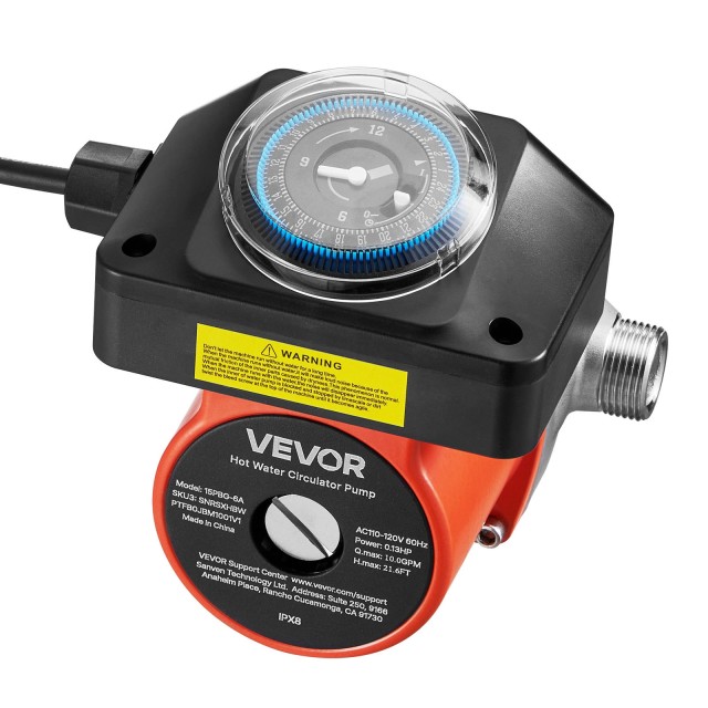 VEVOR Αντλία Κυκλοφορίας Ζεστού Νερού, 38 LPM, 100W, 220-240V SNRSX...