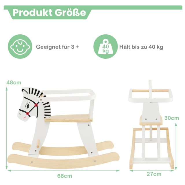 Costway  Ξύλινο Εσωτερικό Κουνιστό Άλογο για Παιδιά με Αφαιρούμενου...