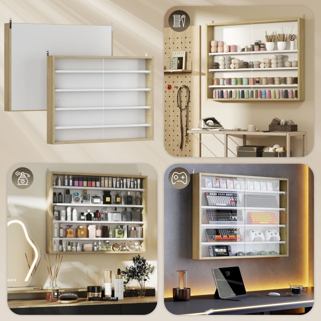 HOMCOM Βιτρίνα Αποθήκευσης με 4 Ρυθμιζόμενα Ράφια από Ξύλο με Γυάλι... HOMCOM Βιτρίνα Αποθήκευσης με 4 Ρυθμιζόμενα Ράφια από Ξύλο με Γυάλι...