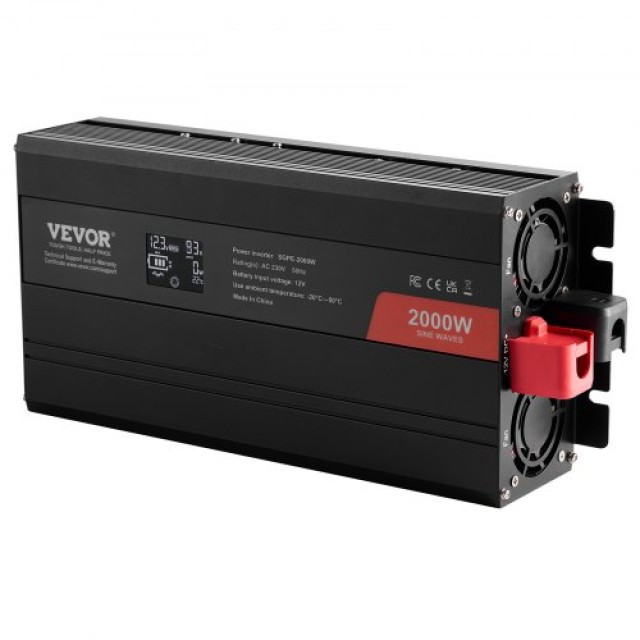 VEVOR Inverter 2000W 12V/230V LCD Remote CE  CZXNBQ2000WCKAYAZV2
