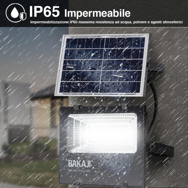 BAKAJI  Φάρο LED 100W Ηλιακός Πάνελ Φως Εξωτερικού Χώρου Υψηλής Φωτεινότητας 1000lm + Τηλεχειριστήριο  02834428