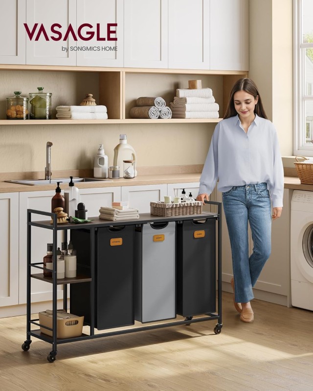 VASAGLE Τροχήλατο Έπιπλο Μπάνιου με 3 Διαχωριστικά Καλάθια Απλύτων ... VASAGLE Τροχήλατο Έπιπλο Μπάνιου με 3 Διαχωριστικά Καλάθια Απλύτων ...