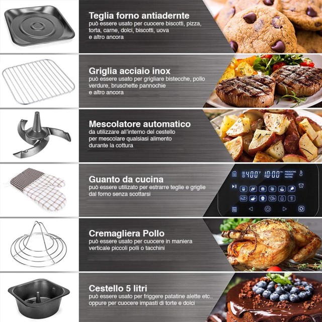 Ψηφιακό Φουρνάκι / Φριτέζα Αέρος-Airfryer 12lt 1800W Μαύρο 02832412 Bakaji