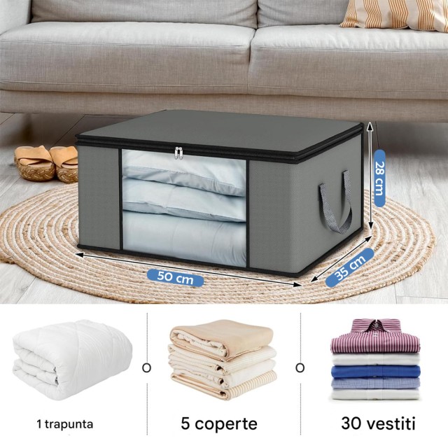 BAKAJI Σετ 4 Πτυσσόμενων Δοχείων 48lt (50 x 35 x 28 cm) με Ενισχυμέ...