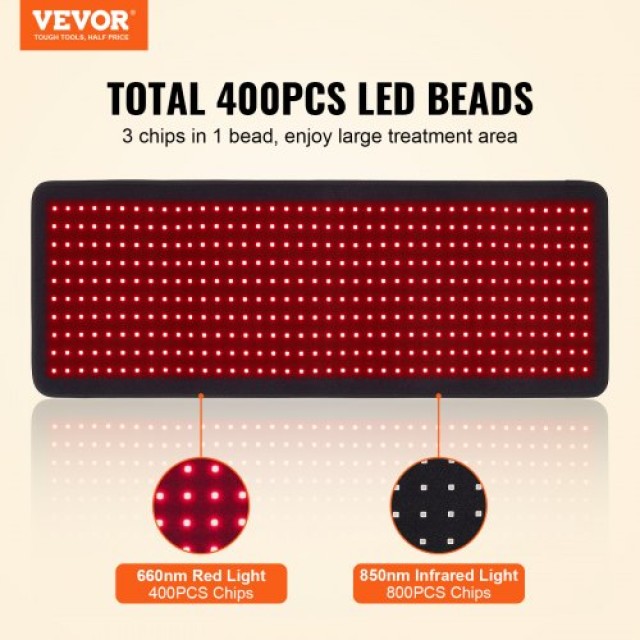 VEVOR Ματ Κόκκινου Φωτός για το Σώμα με 400 LED Φωτοθεραπείας, 2 Μήκη Κύματος HGZLDZXD2D00FMT81V2