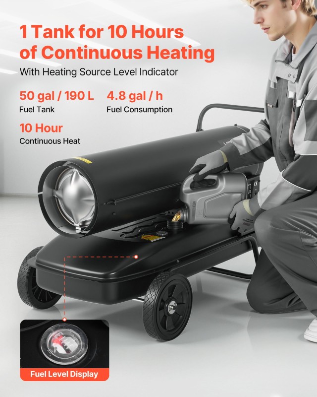 VEVOR Φορητός Θερμαντήρας Κηροζίνης 50kW με Ρόδες και Ρυθμιζόμενη Θ... VEVOR Φορητός Θερμαντήρας Κηροζίνης 50kW με Ρόδες και Ρυθμιζόμενη Θ...