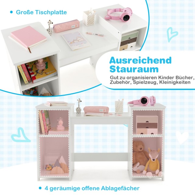 Costway Σετ Τουαλέτας & Καρέκλας για Παιδιά 2-σε-1 Πριγκιπικό Μακιγ...