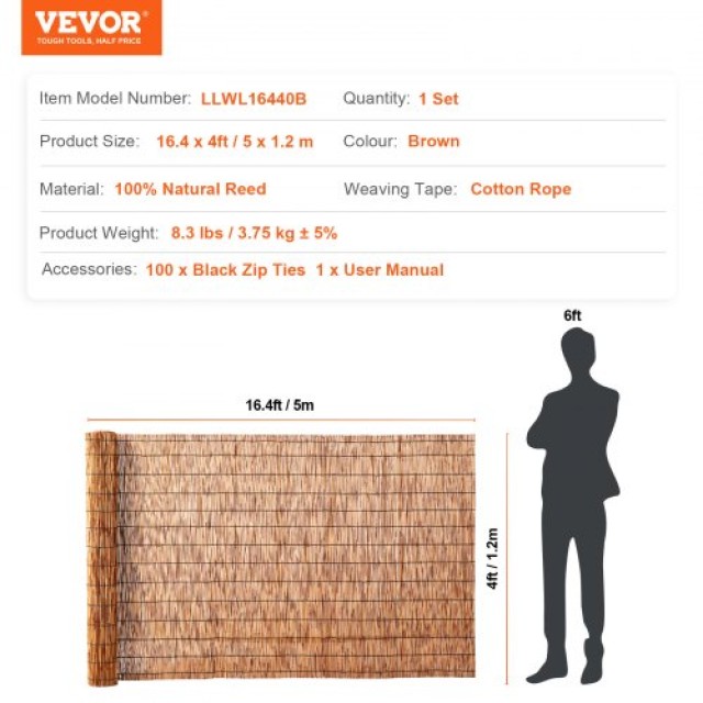 Φράχτης Καλαμιών VEVOR 5x1.2μ για Ιδιωτικότητα Κήπου  LWWL1JT164FT7...