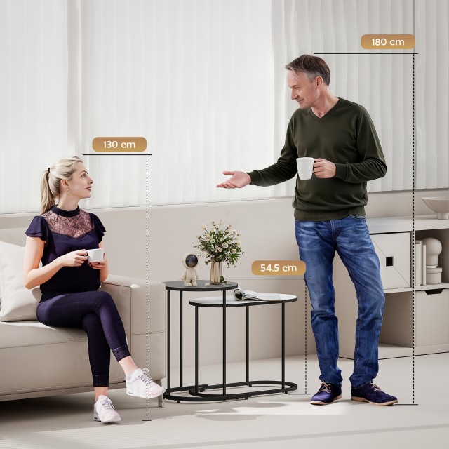 HOMCOM Σετ 2 Στοιβαζόμενα Τραπεζάκια Σαλονιού με Μεταλλικό Πλαίσιο ... HOMCOM Σετ 2 Στοιβαζόμενα Τραπεζάκια Σαλονιού με Μεταλλικό Πλαίσιο ...