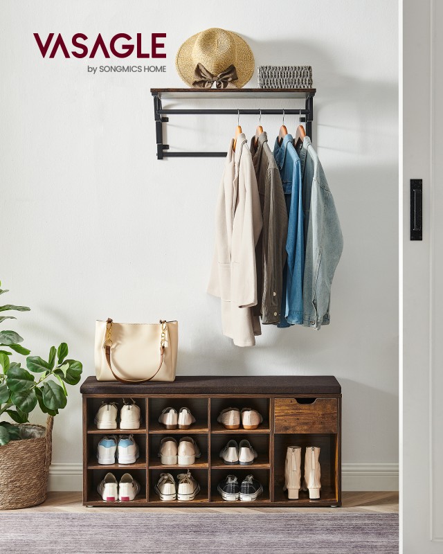 Πάγκος Παπουτσιών VASAGLE με Συρτάρι και Ράφια - Vintage Καφέ  Πάγκος Παπουτσιών VASAGLE με Συρτάρι και Ράφια - Vintage Καφέ 