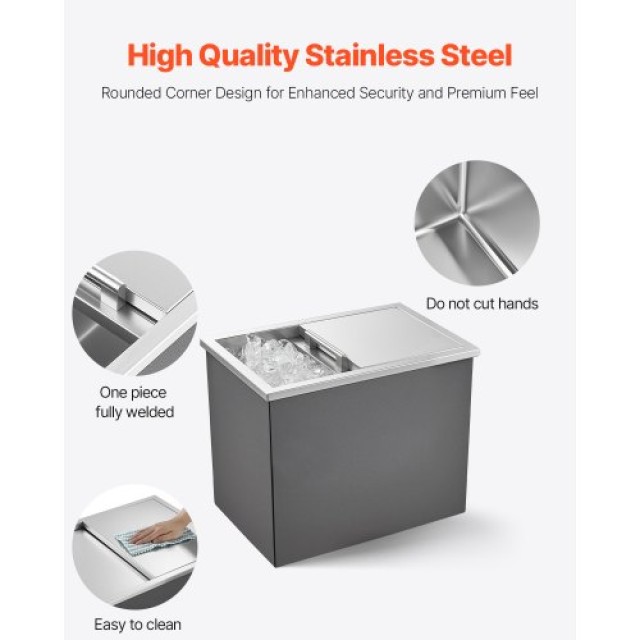 VEVOR Ανοξείδωτος Κάδος Πάγου 27.1L QRSCBC201BXGYNI9J002V0