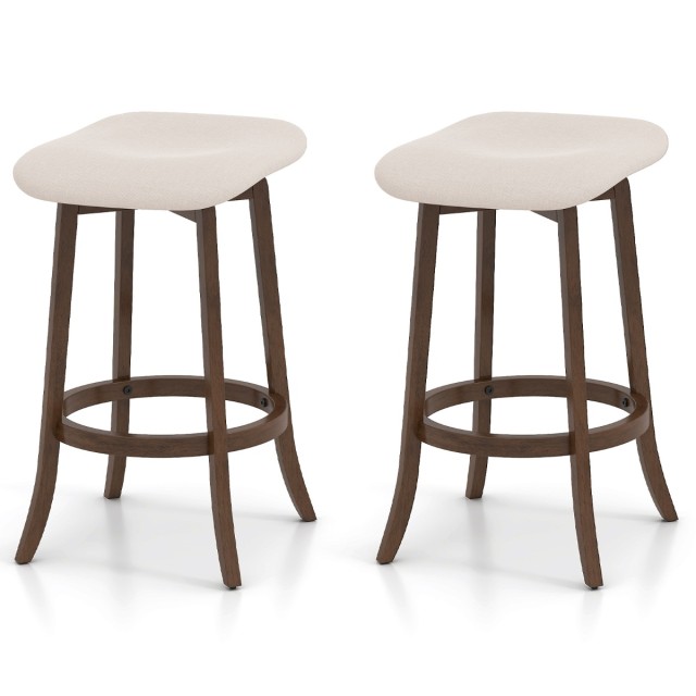 Costway Σετ 2 Περιστρεφόμενα Μπαρ Σκαμπό με Ταπετσαρισμένα Καθίσματ...