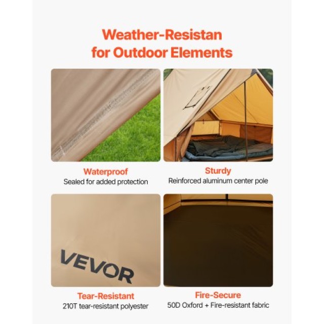 VEVOR Ελαφριά Σκηνή Καμπίνας για 2 Άτομα με Άνοιγμα Σόμπας & Υπόστρ...