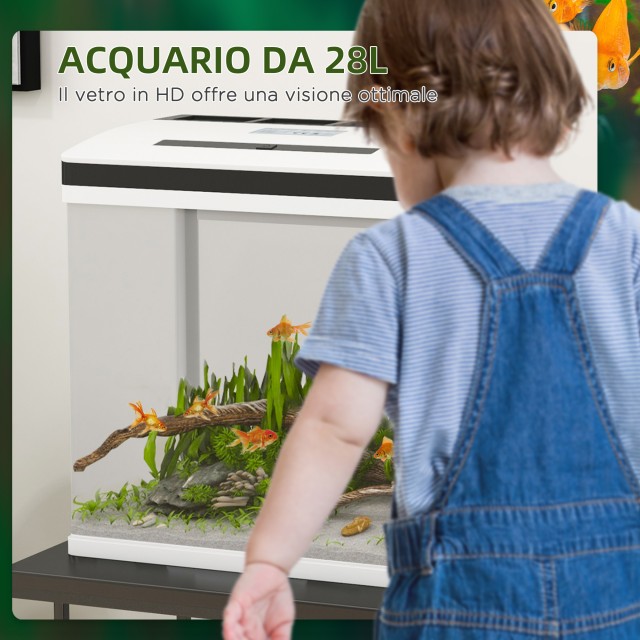 PawHut Ενυδρείο 28L με LED, 38x26x38cm D61-004V91WT