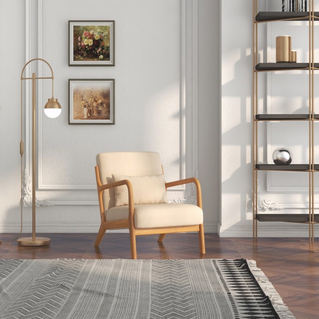 HOMCOM Πολυθρόνα από Βελούδο με Ξύλινη Δομή, Επένδυση με Ελατήρια S...