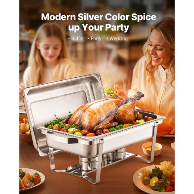 VEVOR 8 Qt 4 Pack Rectangle Chafing Dish Set ZFXBXGSTGK4JFAAX7V0